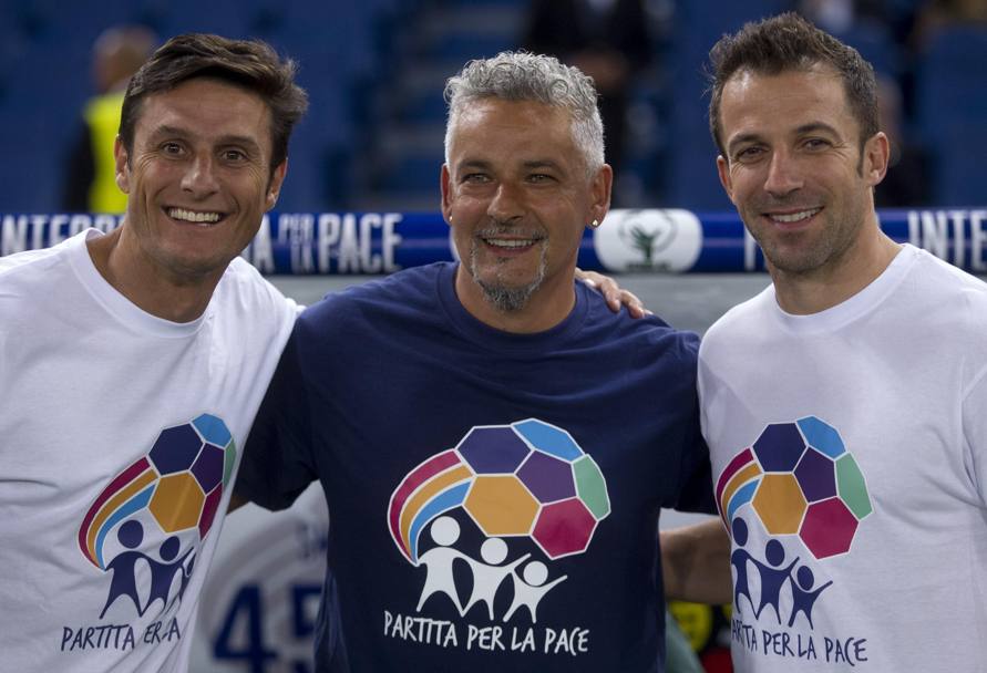 Zanetti con Baggio e Del Piero. Ansa